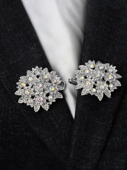 Зажим для кардигана Соцветие, радужный в серебре