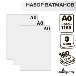 Набор 3 листа ватман, чертежный, А0 (840×1189), 160 г/м²