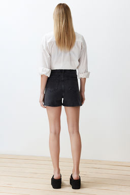 Antrasit More Sustainable Yuksek Bel City Boy Denim Sort TWOSS20SR0210