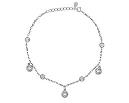 Браслет на ногу из серебра куб.циркон., ТФБ-88