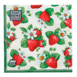 Салфетки бумажные Bouquet Home Collection Classic 33х33см, 3-х слойные, 20 штук в упаковке, 100% целлюлоза, Земляника (Россия)