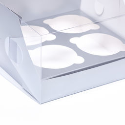 Цена за 2 шт. Коробка для 4 капкейков 16×16×10 см, серебро