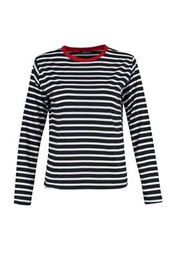 Siyah Cizgili Relaxed Kal?p Basic Bisiklet Yaka Renkli Ribanal? Orme T-Shirt TWOAW23TS00026