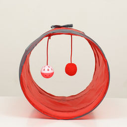 Туннель для кошек с игрушкой, 5025 см, красный - Пижон фото 5