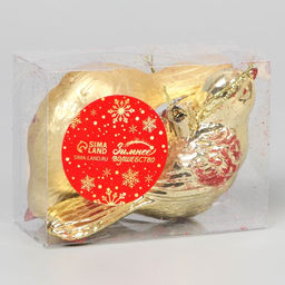 Цена за 2 шт. Ёлочные игрушки 2 шт. Зимнее волшебство. Пташка пластик, 710 см, золото фото 2