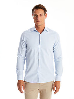 Slim Fit Uzun Kollu ?izgili Poplin Erkek G?mlek