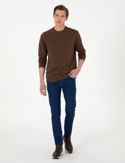 Kahverengi 2 _plik Regular Fit Bisiklet Yaka Basic Sweatshirt - Pierre cardin фото 4
