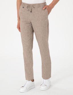 A__k Kahverengi Ex. Slim Fit Keten Kar___ml_ Pantolon