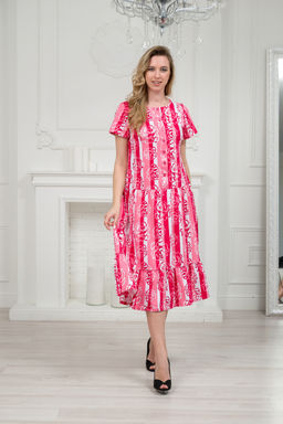 Платье женское из кулирки Кармелита малиновая роза