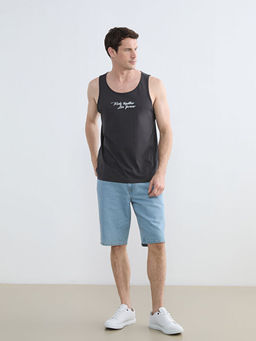 U Yaka Bask?l? Erkek Kolsuz Ti??rt