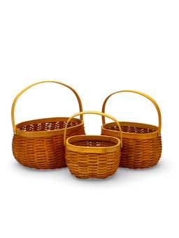 Корзина плетёная для хранения Wif, с ручкой, ива, коричневая, набор 3 шт.