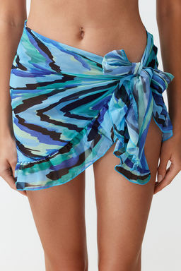 Soyut Desenli Dokuma F?rf?rl? Plaj Mini Pareo TBESS23PR00008