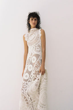 VESTIDO LARGO CROCHET ZW COLLECTION / Blanco