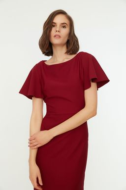 TRENDYOLMILLA Beyaz Fitted/Vucuda Oturan Volanl? Astarl? Midi Dokuma Elbise TWOSS20EL1342  фото 5