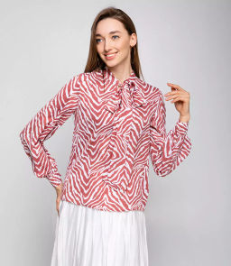 Блуза #БШ1723, пудровый,белый