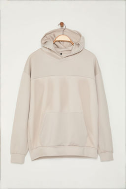 Vizon Oversize/Genis Kesim File Detayl? Kapusonlu Sweatshirt TMNAW25SW00173 - Trendyolmilla фото 6