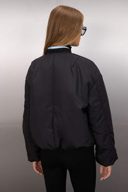 Siyah Regular Kal?p Bomber Elyafl? Sisme Mont TWOAW26MO00111 - Trendyolmilla фото 4