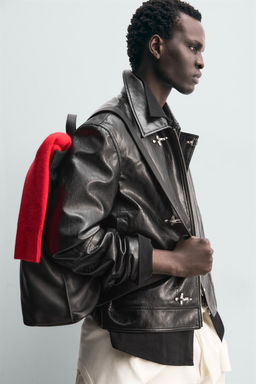 LEATHER EFFECT JACKET WITH FIREMAN CLASPS - Zara фото 13