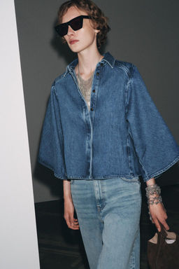 ZW COLLECTION DENIM KIMONO SHIRT - Zara фото 4