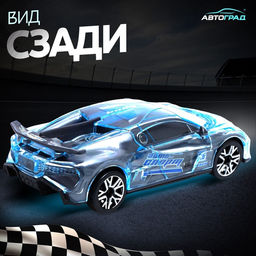 Машина Crazy race, Гонки, русская озвучка, световые и звуковые эффекты, работает от батареек, цвет серый - Автоград фото 3