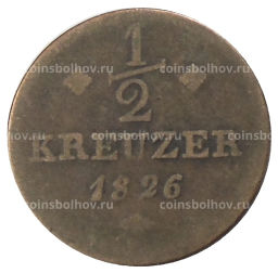 1/2 крейцера 1826 года Германские государства  Гессен-Кассель