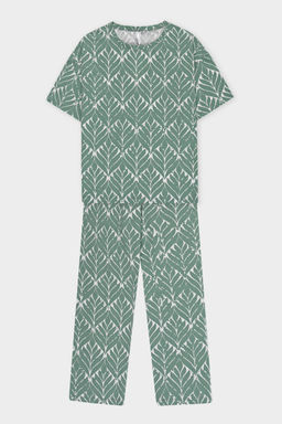 ЕП 20204/малахитовый зеленый,орнамент пижама жен (фуфайка,брюки)