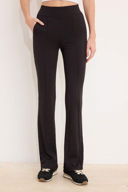 Siyah Flare/Ispanyol Paca Nervurlu Yuksek Bel Uzun Dalg?c/Scuba Orme Pantolon TWOSS26PL00078 - Trendyolmilla фото 3