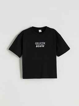 Bisiklet Yaka Slogan Bask?l? Erkek ?ocuk Ti??rt