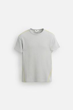 CHECK TEXTURED CROPPED FIT T-SHIRT - Zara фото 6