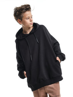 Худи спортивное оверсайз с капюшоном удлиненное с принтом UD 8034 черный