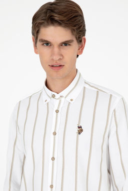 Мужская рубашка светло-хаки с длинным рукавом - U.s. polo assn фото 2