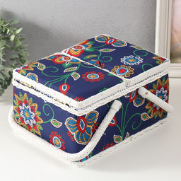 Шкатулка для рукоделия и шитья «Цветочная мозаика», хранение ниток, иголок, мелочи, 19×26×14.5 см
