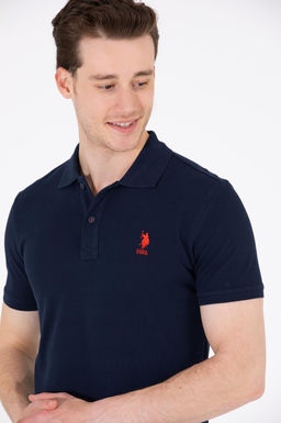Мужская темно-синяя футболка с воротником поло Basic - U.s. polo assn фото 4