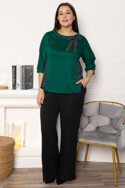 Блуза Федерика (изумрудно-черная) Б15001-18М