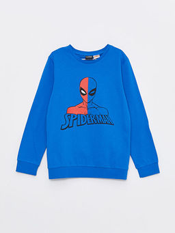 Bisiklet Yaka Spiderman Bask?l? Uzun Kollu Erkek ?ocuk Ti??rt