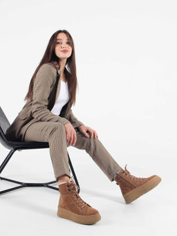 Ботинки 215.warmbr. светло коричневые замша/Байка