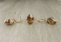 Комплект Султан-20, султанит, покрытие под золото, размеры кольца: 17, 18, 19, 20 - Agat77 фото 3