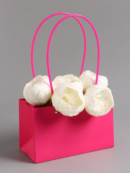 Цена за 10 шт. Сумка переноска для цветов, влагостойкая, фуксия, 22×10.5×13.5 см