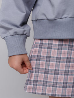 Костюм Мишель(Свит+юбка), ФУ цвет Сер-Роз/Клетка,78%х/б,16%пэ,6%л - 5+ фото 4