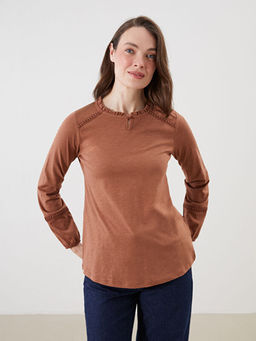 F?rf?rl? Bisiklet Yaka Dantel Detayl? Bluz