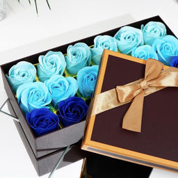 Мыльные розы, синие оттенки, набор 18 шт.
