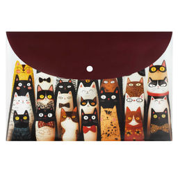 Папка для школьных тетрадей пластиковая Феникс+, арт. 72225/ 12 ВЕСЕЛЫЕ КОТЫ (полипропилен, формат А4, 33.5х23 см, 1 отделение (-я), кнопка, УФ-печать)