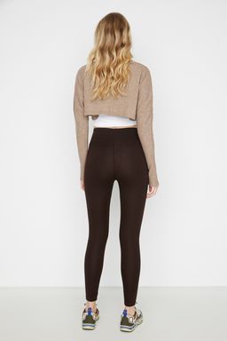Siyah Yuksek Bel Basic Beli Lastikli Interlok Orme Tayt TWOAW20TA0047 - Trendyolmilla фото 15