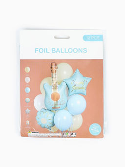 Воздушные шары "Голубая гитара" фольга, латекс, набор 12 штук
