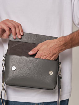 Мужская кожаная сумка Bora DBR 7113 мышиный фото 7