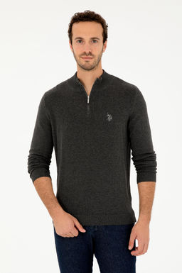 Свитер мужской U.S. Polo Assn хлопок антрацитовый меланж
