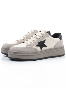 03-YE475-2 BEIGE/GREY Кроссовки женские (натуральная кожа)