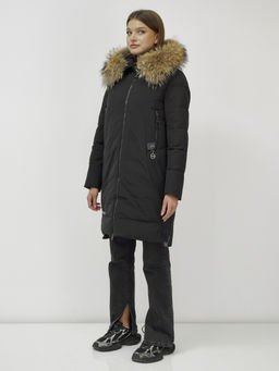 Куртка ПРЕМИУМ КЛАССА зимняя с мехом ЕНОТА, черного цвета - Mtforce фото 6