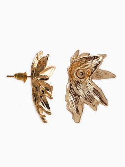 Цена за 2 шт. Серьги металл "Цветы половинки", цвет золото