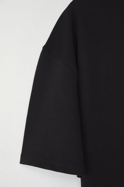 Siyah Oversize/Genis Kesim Pamuklu Kal?n Basic T-Shirt TEDSS25TS00005